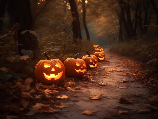 Cheerful Jackolanterns Lighting the Path