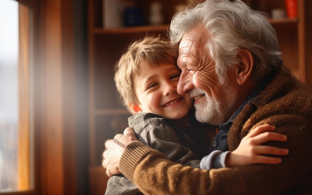 Cheerful Kid and Grandfather