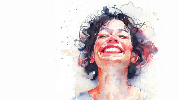 Foto cheerful lady in vibrant watercolor painting con un divertente twist generativo ai