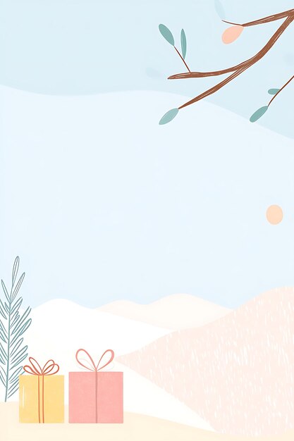 Photo cheerful landscape with gifts and a bright sun