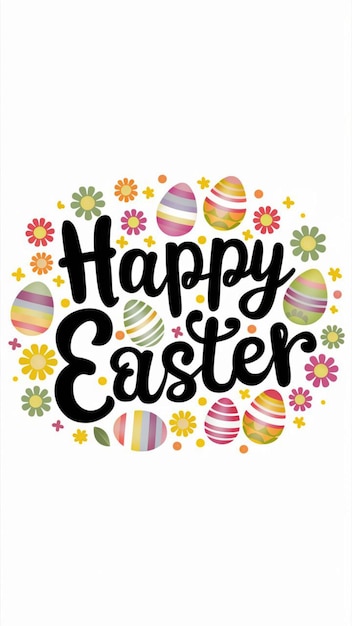 Photo a cheerful and lively easter banner adorned with an assortment of colorful eggs and flowers