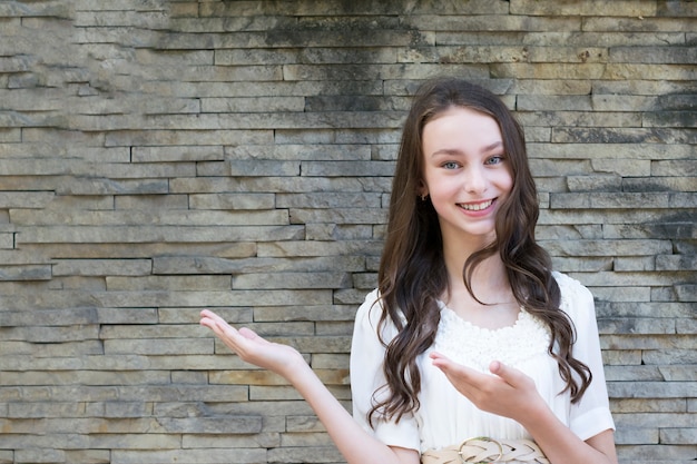 Cheerful long-haired model