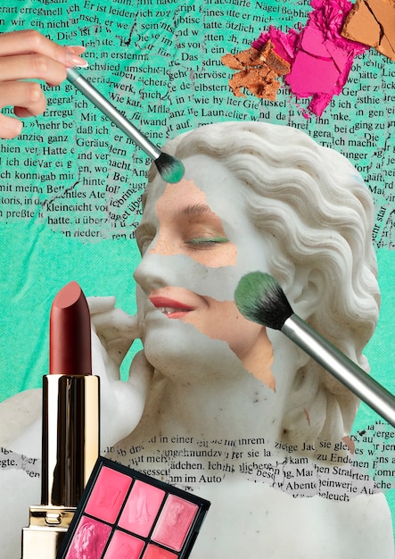 Cheerful makeup collage design