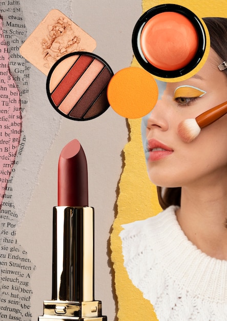 Cheerful makeup collage design