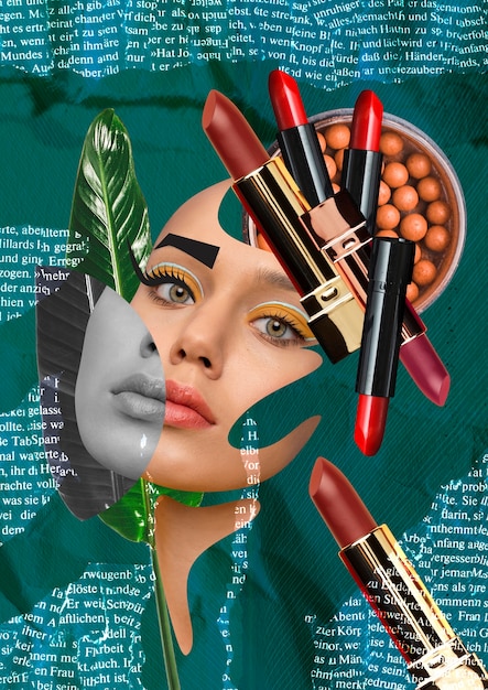 Cheerful makeup collage