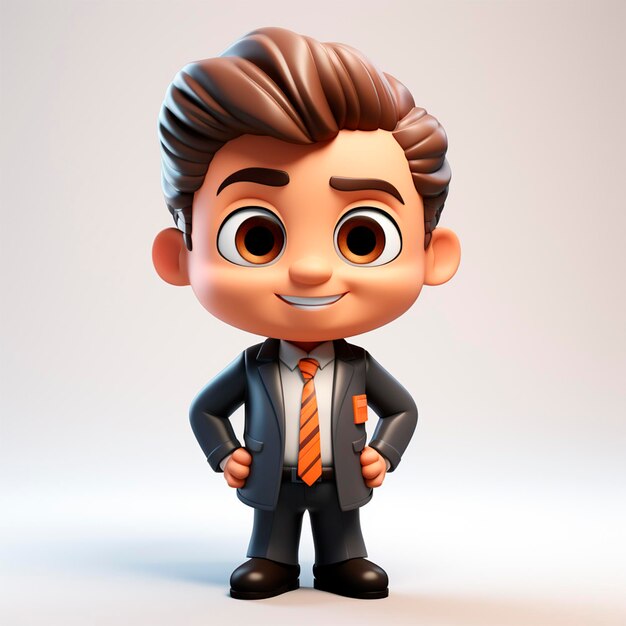 cheerful man in dark suit and brown hair elegant business man in 3d render