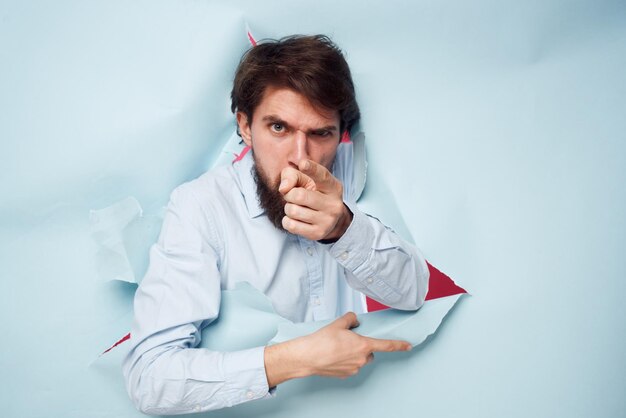 Cheerful man in shirt lifestyle cropped view of work office person