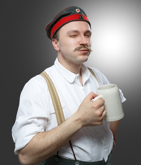 Cheerful man with a beer.