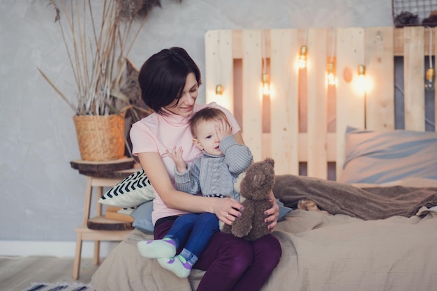 Cheerful mother and daughter