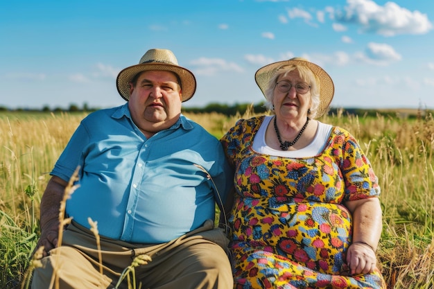 Cheerful overweight couple in a loving relationship sharing laughter and happiness together