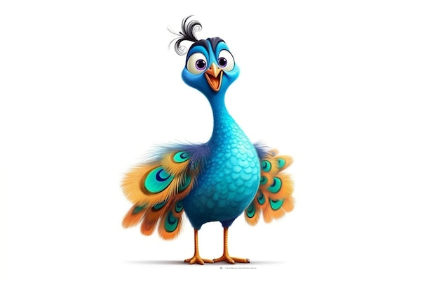 Premium AI Image | Cheerful Peacock Cartoon Character on Transparent ...