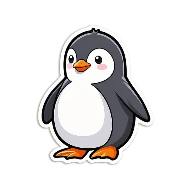 Photo cheerful penguin charm sticker adorable penguin with a happy waddle and playful demeanor