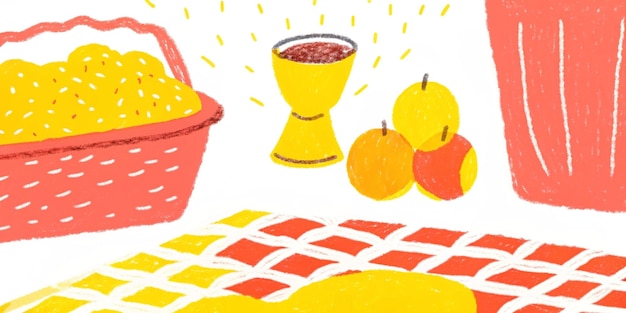 a cheerful picnic scene
