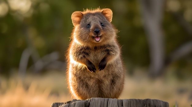 A cheerful quokka a milady and a contented quokka