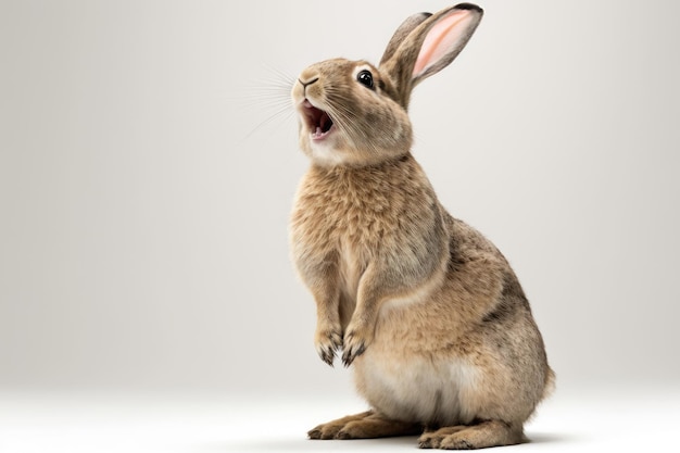 Cheerful Rabbit Posing for the Camera on White Background