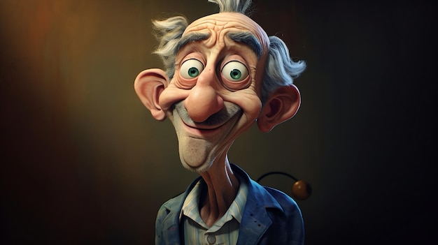 Cheerful Senior Cartoon Character Poses for the Camera elderly cartoon character smiling at camera