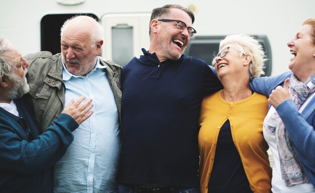 Cheerful seniors having a good time