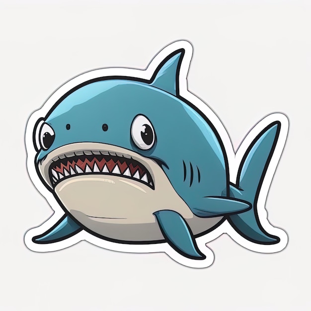 Photo cheerful shark a cute and funny cartoon sticker