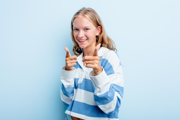 Cheerful smiles pointing to front