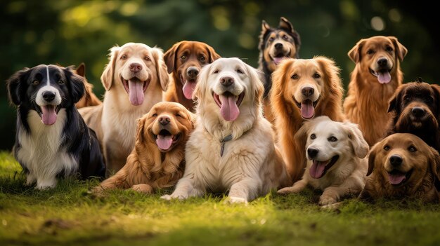 Photo cheerful smiling dogs