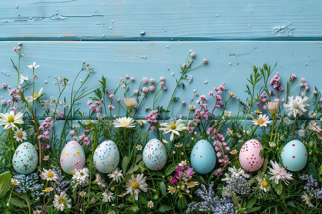 Photo cheerful spring celebration with colorful easter eggs