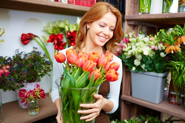 cheerful stem flora adult lady