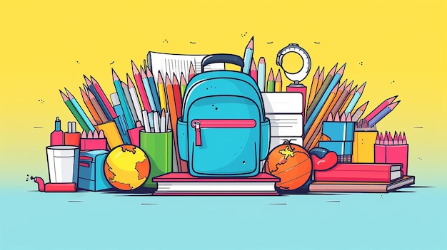 Cheerful study time vibrant school supplies