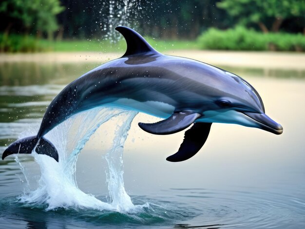 Foto delfino allegro che nuota in acqua