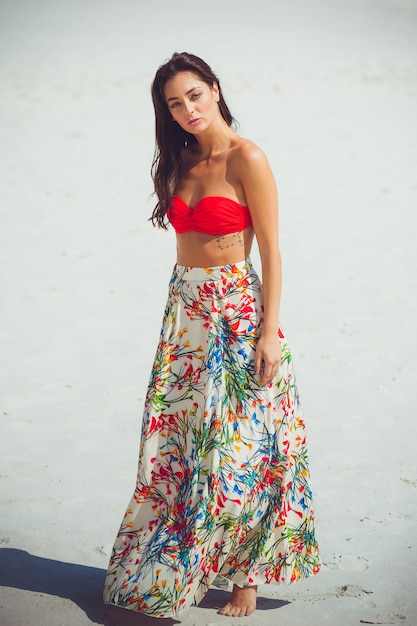 Cheerful woman on the beach