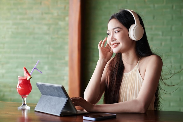 Cheerful Woman Calling Friend