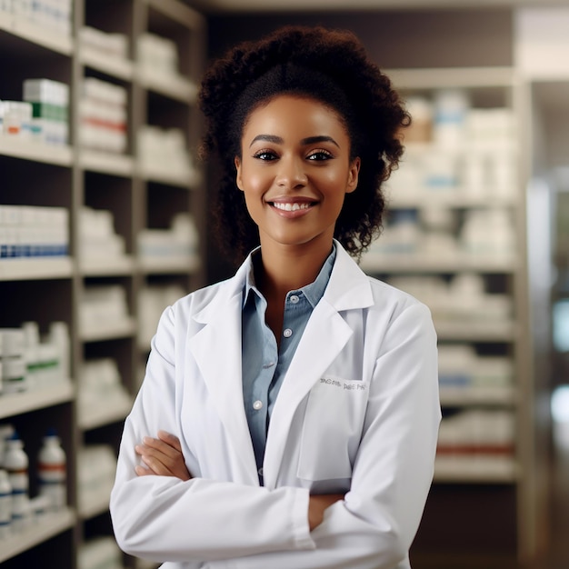 Cheerful Young African American Female Pharmacist