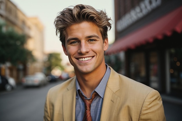 Cheerful young caucasian businessman