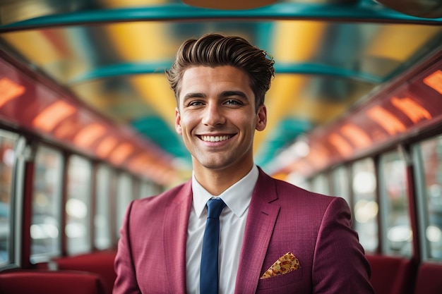 Cheerful young caucasian businessman