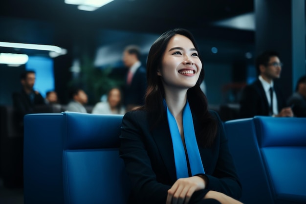 Cheerful young colleagues sitting in office