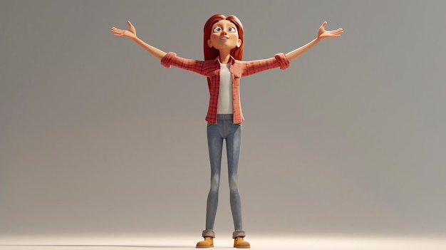 Photo cheerful young woman standing with arms outstretched