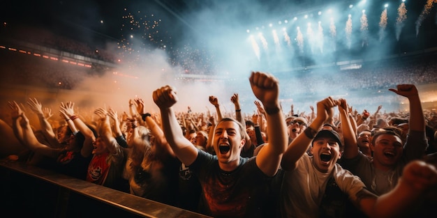 Cheering crowd at a rock concert