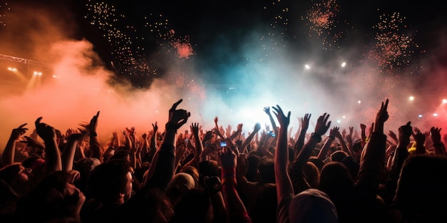 Cheering crowd at a rock concert