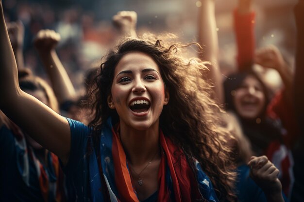 Cheering fans at the stadium