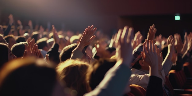 Cheering Hands of Many People in the Stadium