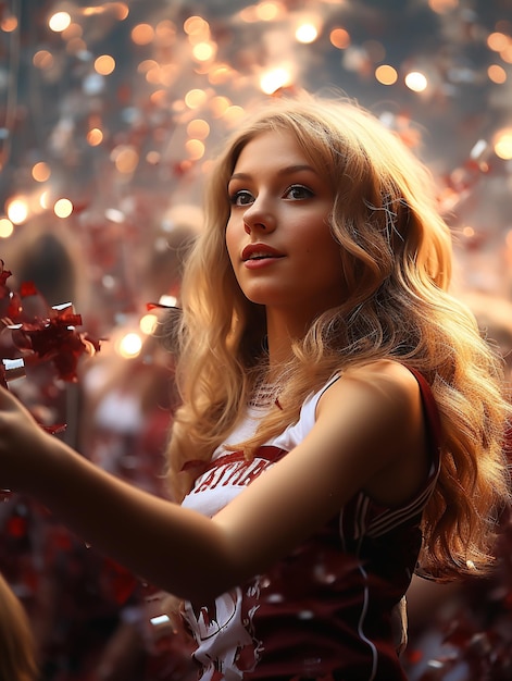 Cheerleaders mooi atletisch meisje met dansvaardigheden