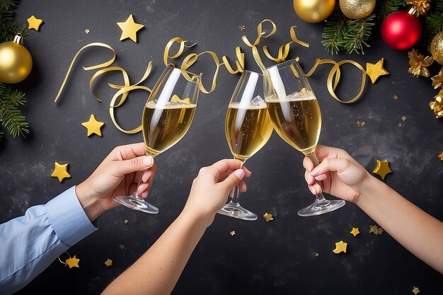 Photo cheers to love and laughter new year concept backgrounds