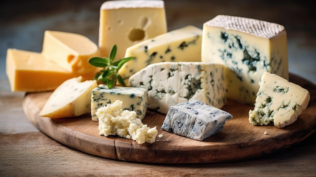 Cheese assortment blue cheese AI generated image