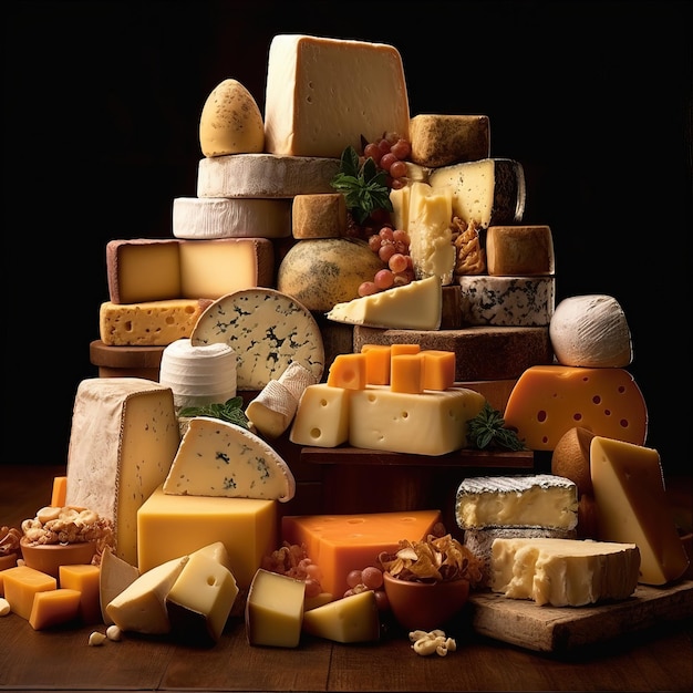 Foto assortimento di formaggi ai generativa