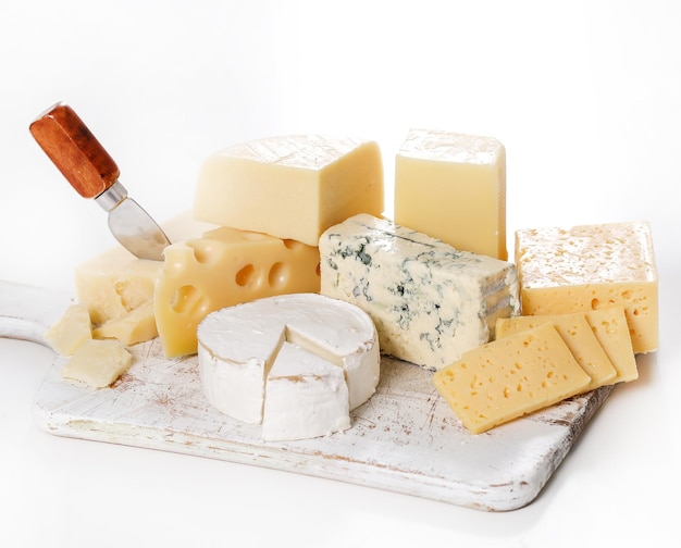 Cheese assortment on a marble board