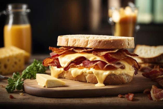 Cheese and bacon sandwich