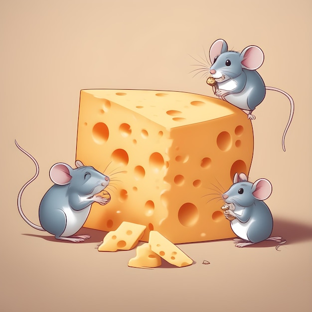 Cheese being eaten by small tiny