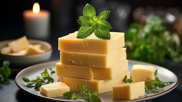 cheese blocks HD 8K wallpaper Stock Photographic Image