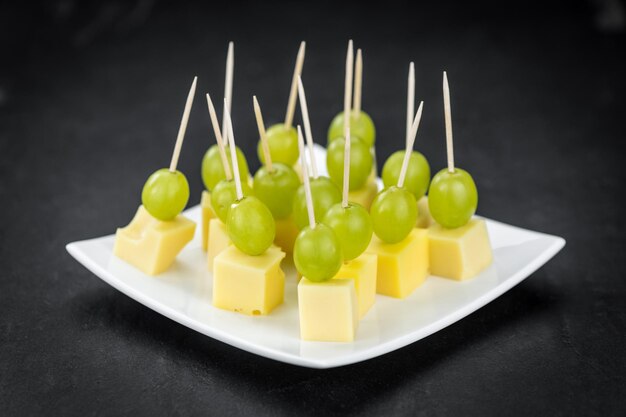 Cheese blocks with grapes partyfood