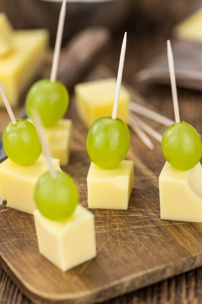 Cheese blocks with grapes partyfood