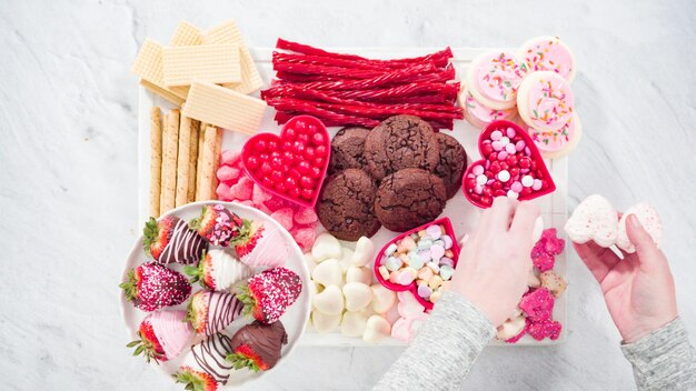 Photo cheese board with candies